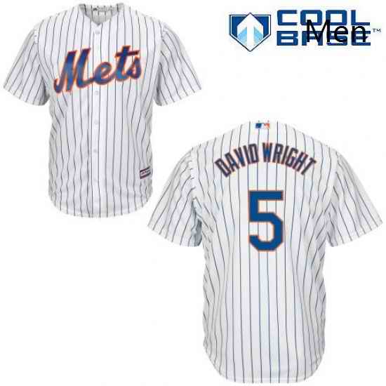 Mens Majestic New York Mets 5 David Wright Replica White Home Cool Base MLB Jersey
